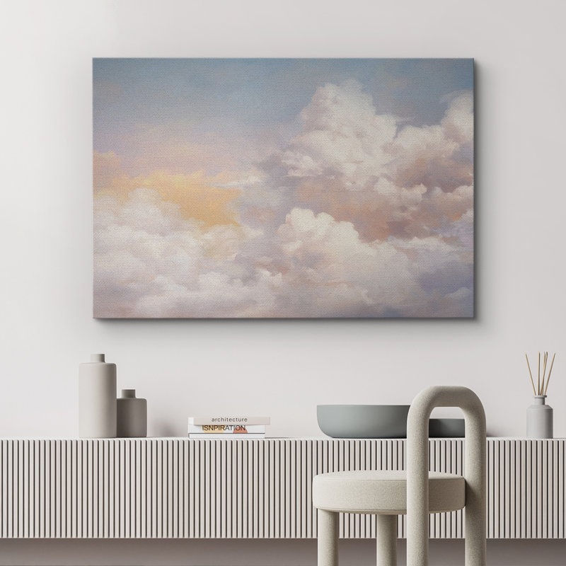 Impression sur toile Dreamy Pastel Cloudscape, doux ciel romantique pour chambre d'enfant ou chambre à coucher, Toile tendue