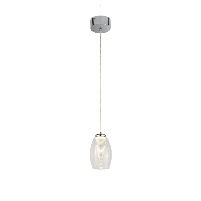 Ruari 1 - Light Chrome LED Single Pendant, Clear