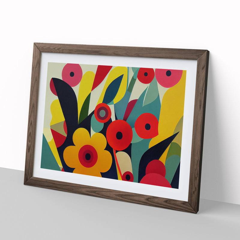 Amazing Abstract Flowers - Framed Print, 34cm H x 46cm W x 2cm D, Walnut Framed