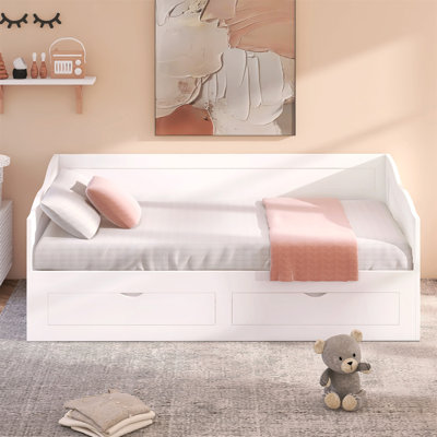 Wooden Daybed With Trundle Bed And Two Storage Drawers, Extendable For Extra Sleeping Space And Organization