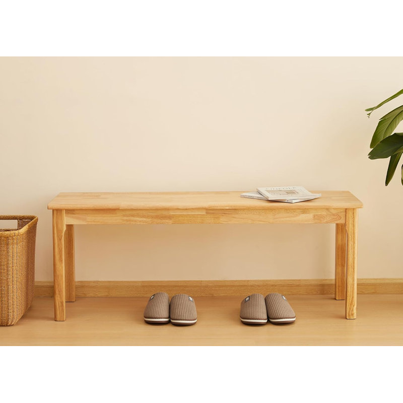Cintora Solid Wood Dining Bench Entryway Bench End of Bed Bench, Natural