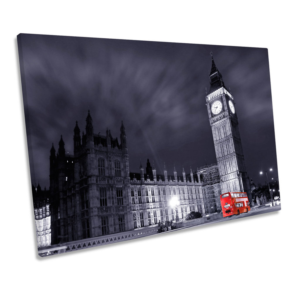 London City Bus Big Ben - Wrapped Canvas Art Prints
