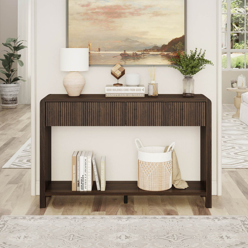 Console 2 tiroirs Guinna, Noyer foncé