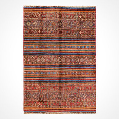 Original Hand Knotted Traditional Pattern Multi Color Wool and Cotton Rug