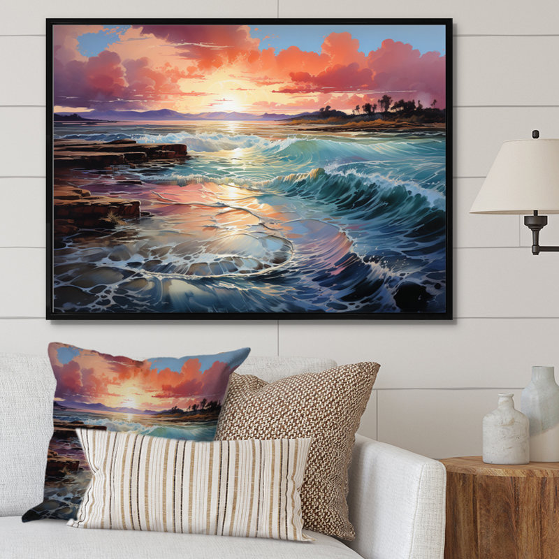 Rokas Storm Stormy Reflections sur impression sur toile, 24" H x 32" W, Cadre flottant noir