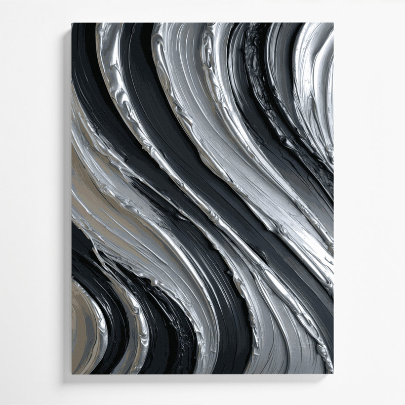 Art mural sur toile gris foncé et gris diagonal, H 16 po x l 20 po