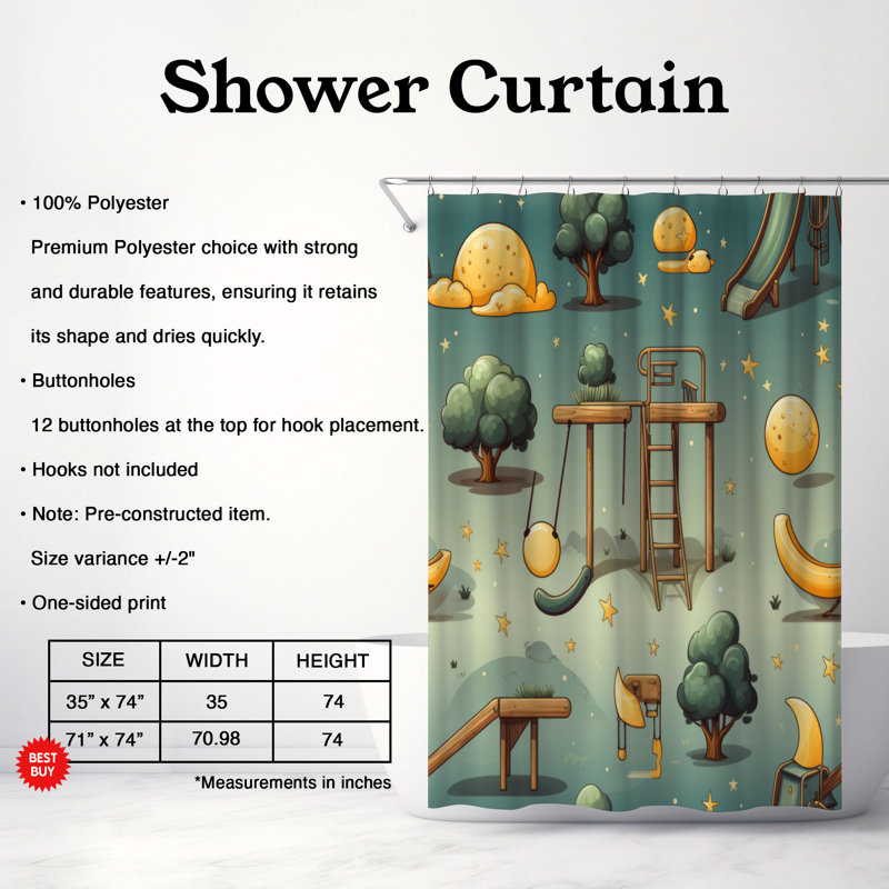 Child Fun Zone - Rideau de douche Premium, H 74 po x l 71 po
