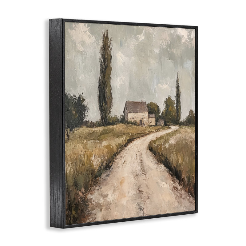 Estampe numérique Painterly Quiet Country, conception de Petal Prints Design, H 20 po x l 16 po, Giclée encadrée noir minuit