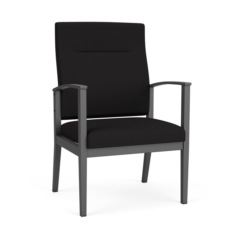 Fauteuil surdimensionné Amherst, Gris anthracite, Portes ouvertes noir - tissu uni