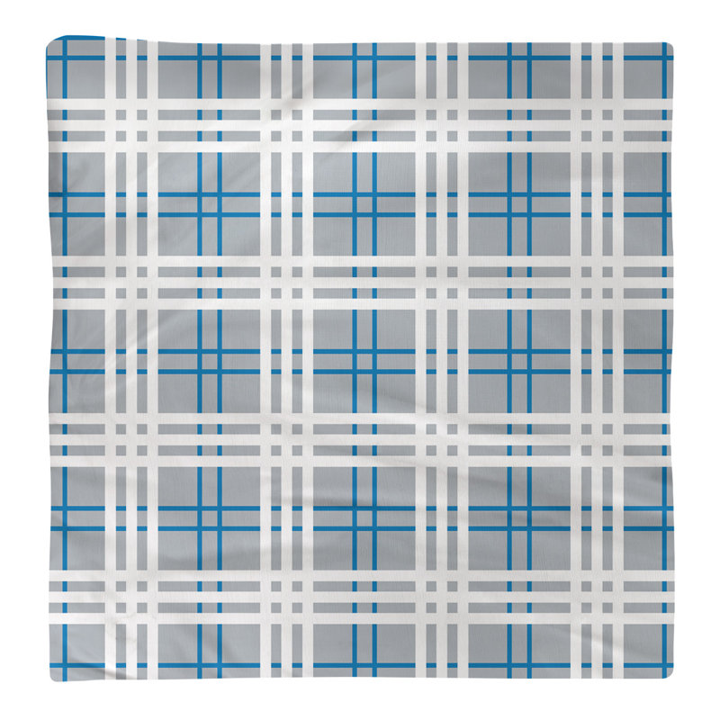 Plaid Square Napkin, Silver/Honolulu Blue/White, 10" x 10", Cotton