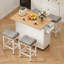 Îlot de cuisine mobile 42 "avec abattant, bar à roulettes avec armoire de rangement et roulettes verrouillables-1464985658