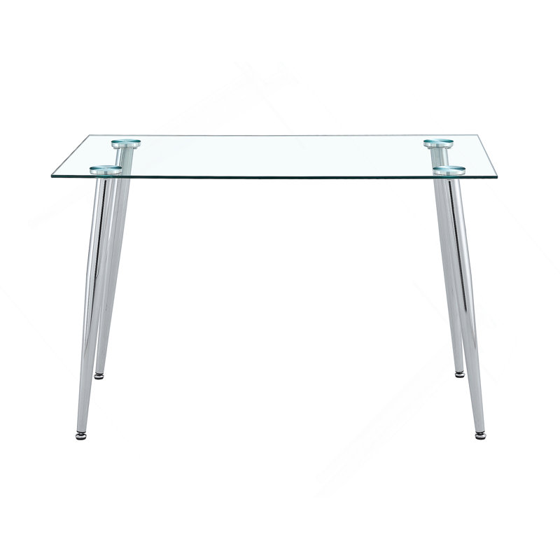 Bartlesville Metal Base Dining Table, Silver, 30.11"H x 47.24"L x 27.55"W