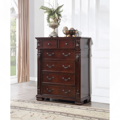 Commode 6 tiroirs Lyndon, cerise