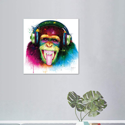 Dj Monkey by Patrice Murciano - Wrapped Canvas Print