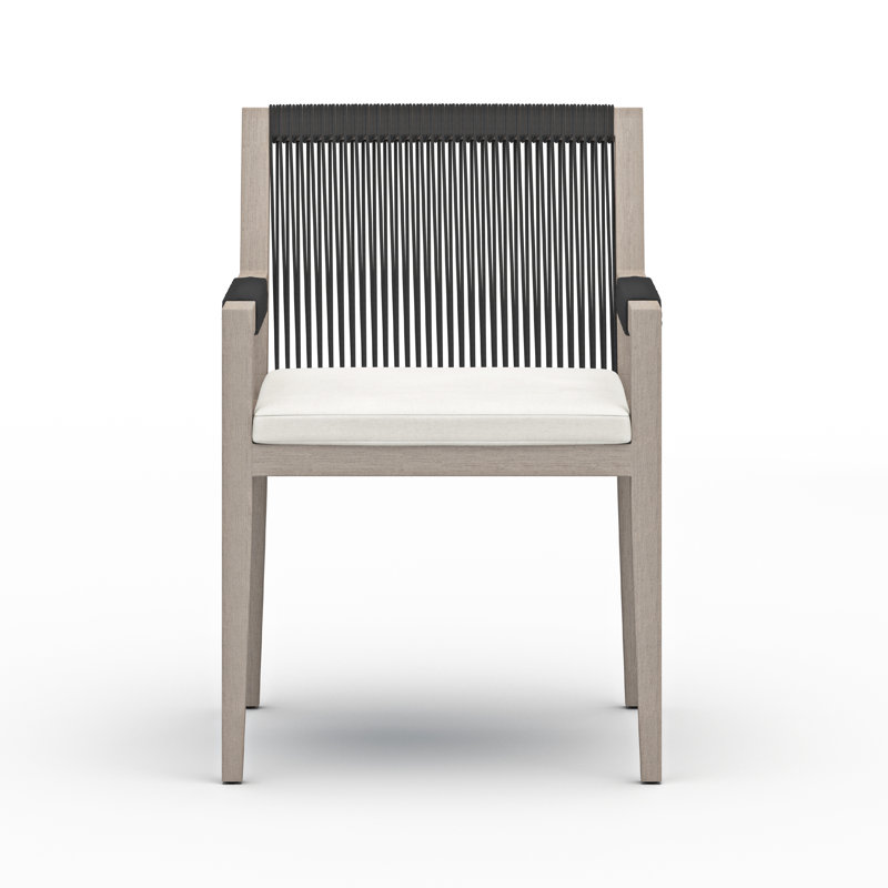 Sherwood Outdoor Dining Armchair, Faye Sand, Weathered Gray
