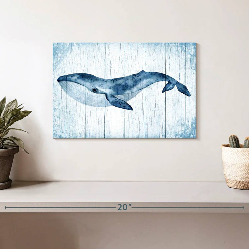 Baleine bleue en bois Brampt, H 8 po x l 12 po