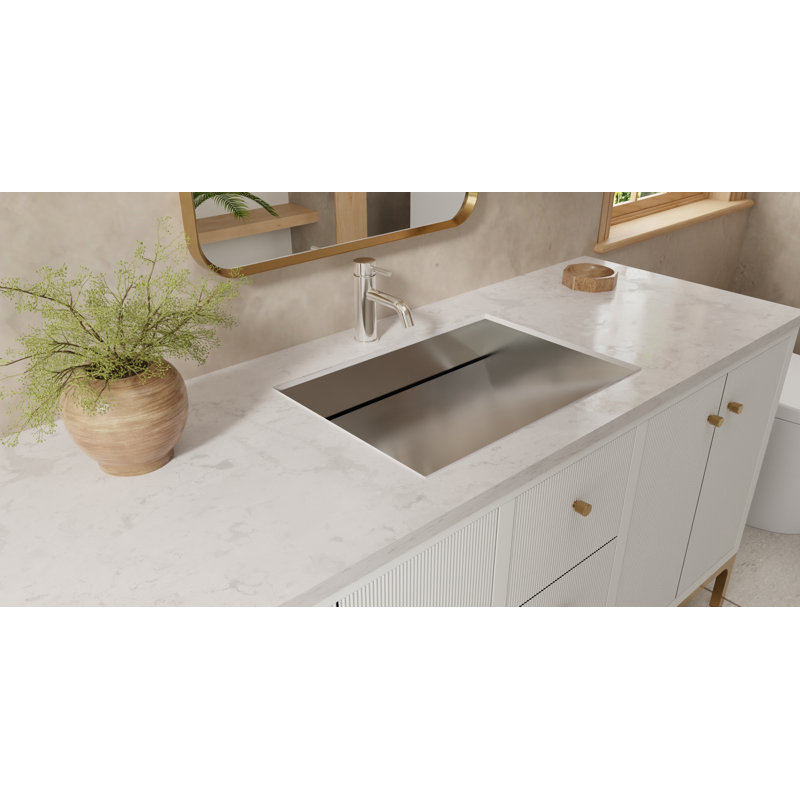 Lavabo de salle de bain encastrable en acier inoxydable 23,6 po x 16,5 po Badeloft ES-UB-04-L-BS en acier inoxydable brossé