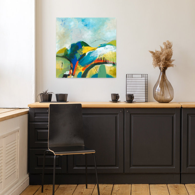 Paysage alpin n ° 1 abstrait contemporain, art naturel, H 18 po x l 18 po