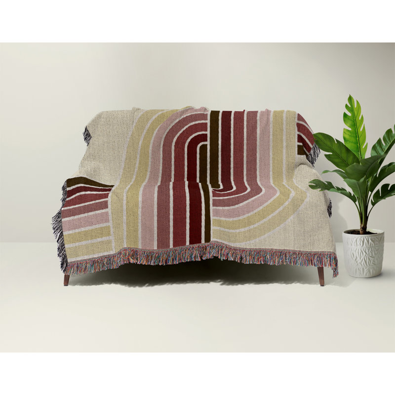 Jeté en mélange de coton Merna, Rouge, L 60 po x l 50 po