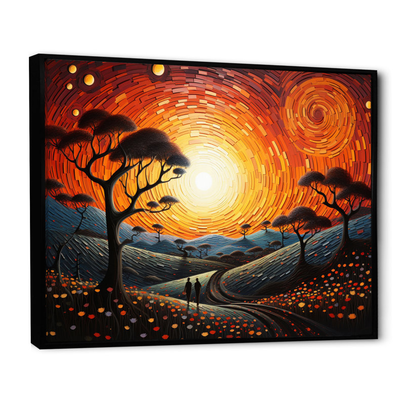 Paysage romantique aime «Journey II», Cadre flottant noir, 12" H x 20" W