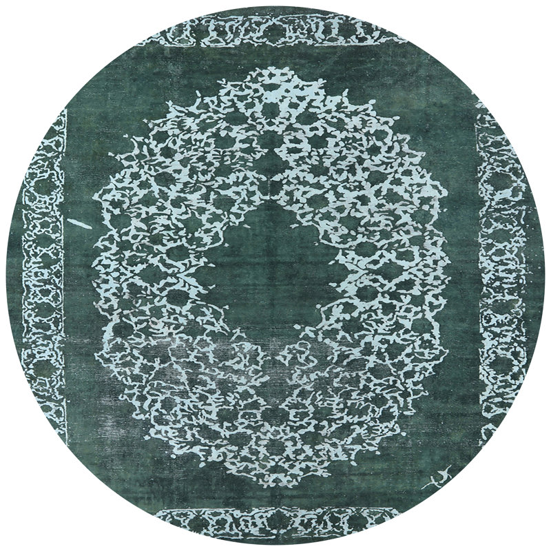 Tapis vert de style oriental, Rond 3 pi