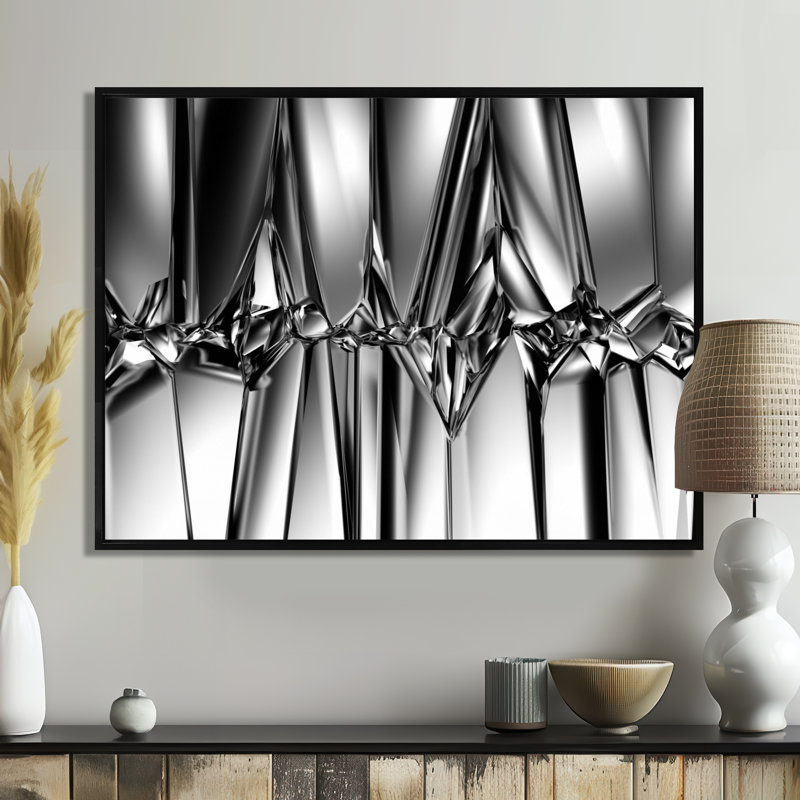 « black white crystal background », reproduction d’impression sur toile tendue, H 34 po x l 44 po, Cadre flottant, Noir