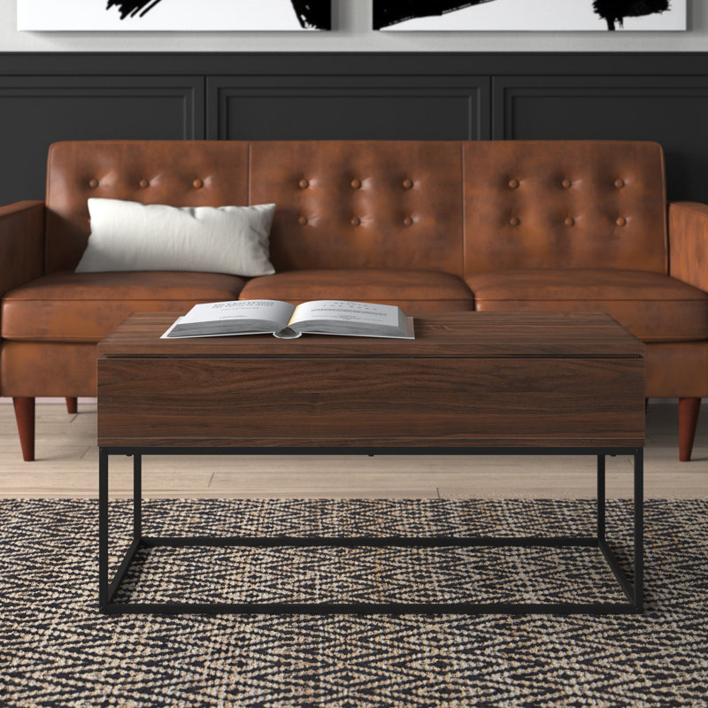 Stoltz 40" Lift Top Coffee Table with Storage, Dark Walnut