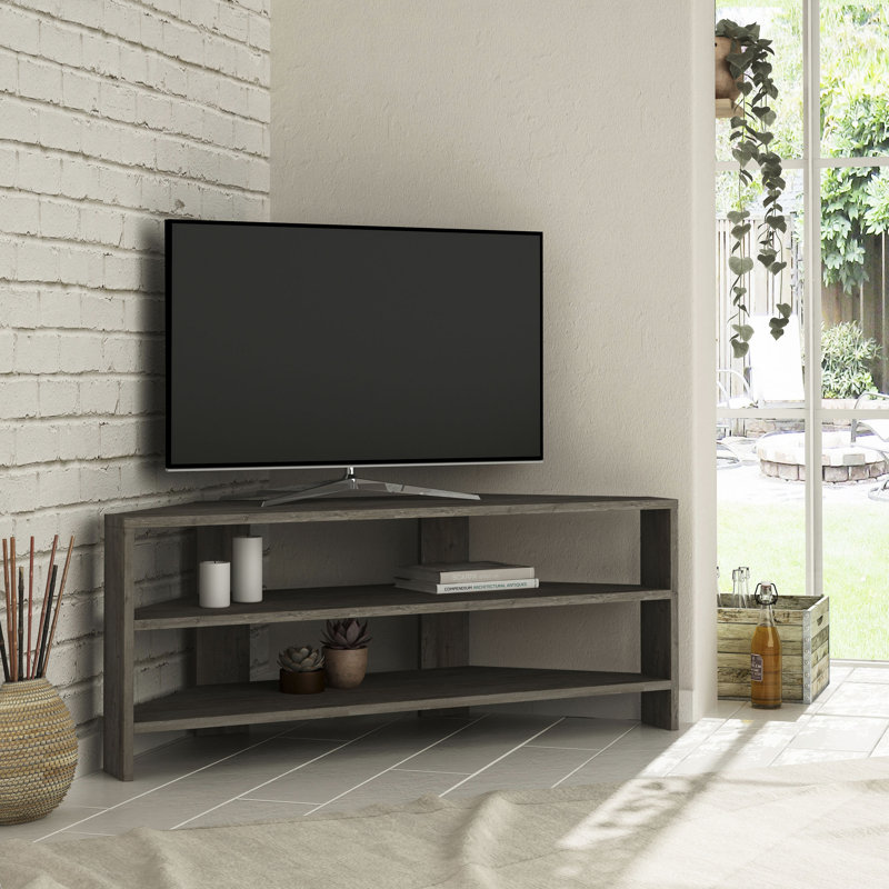Beene TV Stand for TVs up to 49" Stylish Corner Media Unit, Dark Coffee