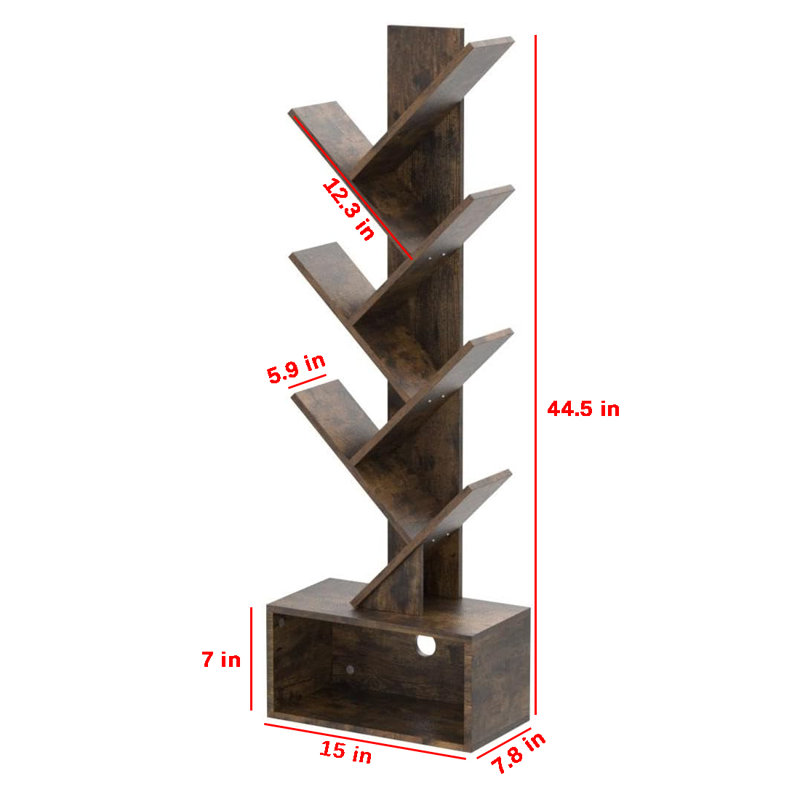 Deone Geometric Bookcase, Rustic Brown