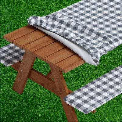Vinyl Picnic Fited Tableclth Rectangle 3 Pcs 30 X 96 Inch Burgundy