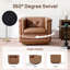 Fauteuil demi-tonneau pivotant carré en cuir véritable 33 po avec structure en bois massif-61281149