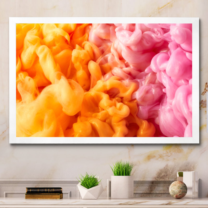 Encre orange et rose II, reproduction sur toile flottante, H 8 po x l 12 po x P 1 po, Cadre photo blanc