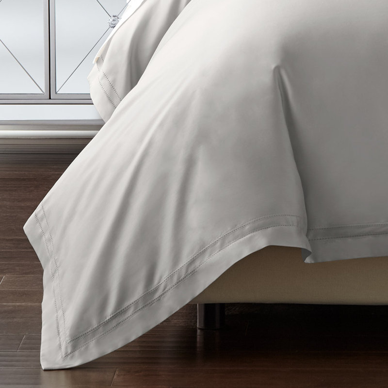 Yalda Egyptian Certified Cotton Modern 3 Piece Duvet Cover Set, Gray, King Duvet Cover + 2 King Sham