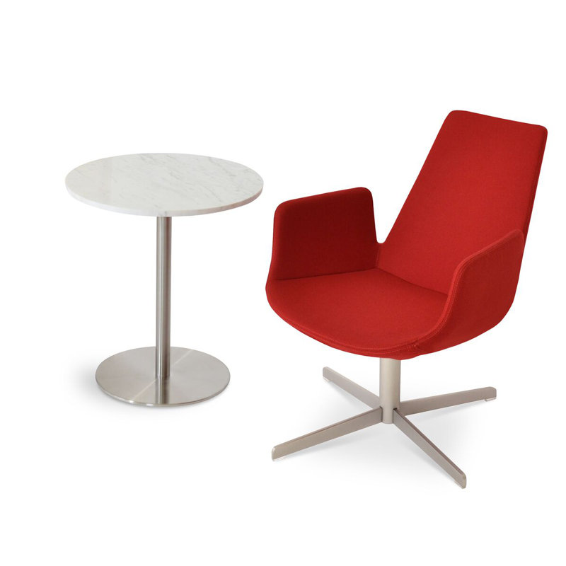 Eiffel Dining Chair, Stainless Steel - Polished, Red