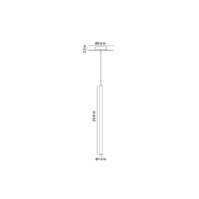 Lungo - Pendant - 1"W x 23.6"H - Chrome, Chrome, 1"W x 23.6"H