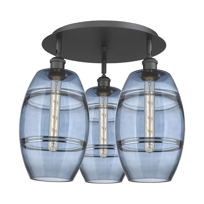 Plafonnier encastré Dundrod, Noir mat, H 10,88 po x l 19,75 po x P 19,75 po, Bleu princesse