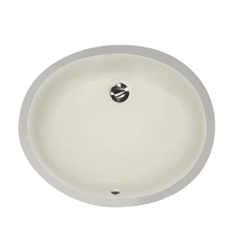 Nantucket Sinks Great Point 17.25" Vitreous China Oval Bathroom Sink with Overflow, Biscuit