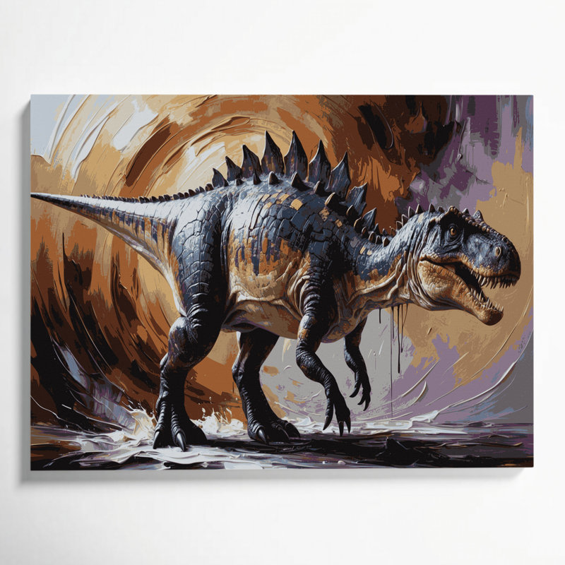 Art mural sur toile brun dinosaure, H 16 po x l 20 po