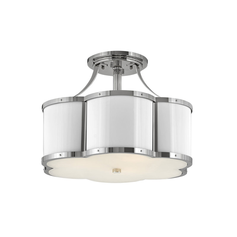 Plafonnier semi-encastré 3 lumières 18 po Chance, Nickel poli