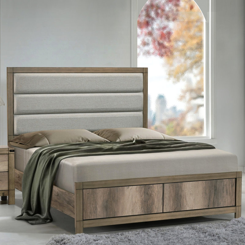 1pièce lit double tapissier contemporain avec tête de lit capitonnée Channel, Lit double