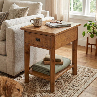 Revive Reclaimed Wood End Table with Drawer & Shelf