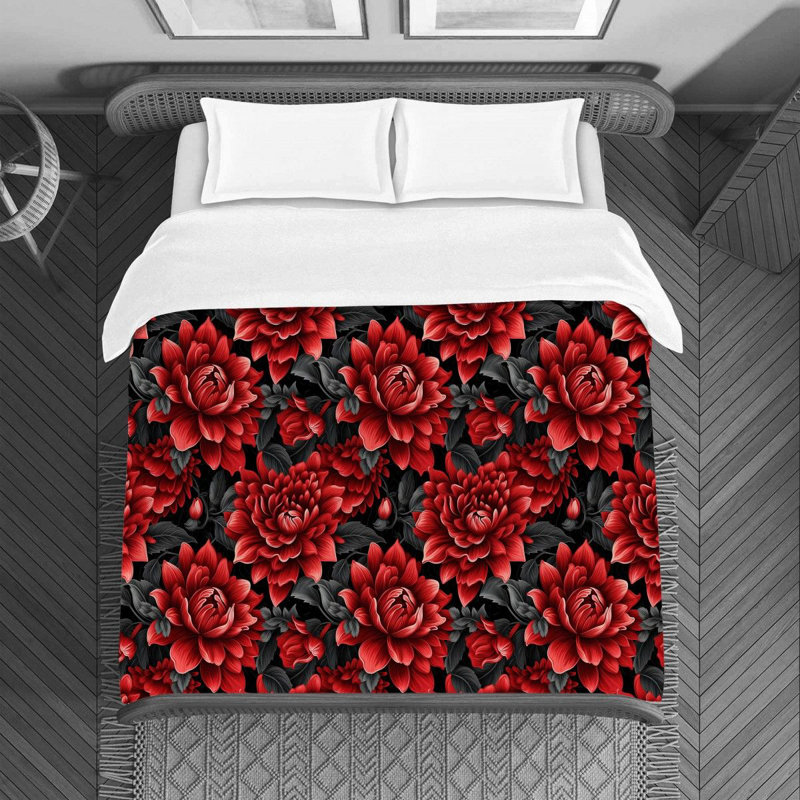 Machine Printed Duvet Cover, Queen Duvet Cover, Black/Red