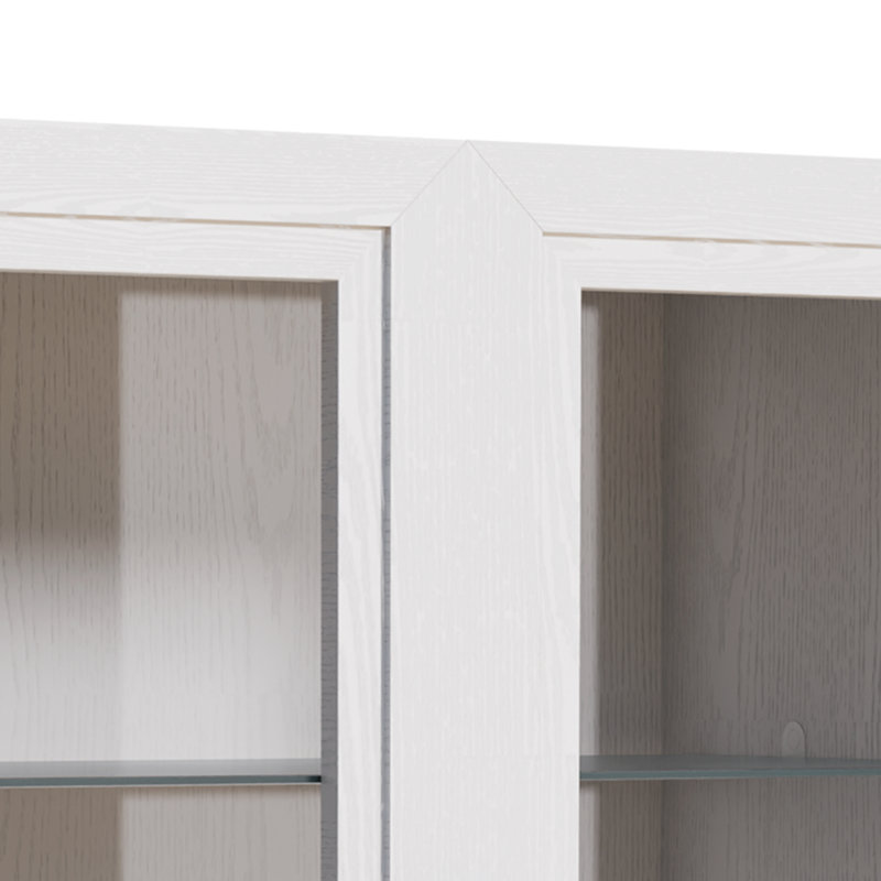 Buffet avec portes en verre et tablettes réglables, H 36 po x l 31 po x P 16 po, Blanc