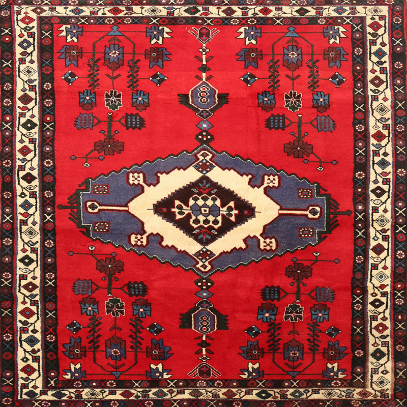 Tapis oriental rouge / beige, Carré 8 pi
