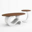 Ensemble de 2 tables basses gigognes de style moderne avec base en métal pour le salon de la chambre à coucher-1856934428