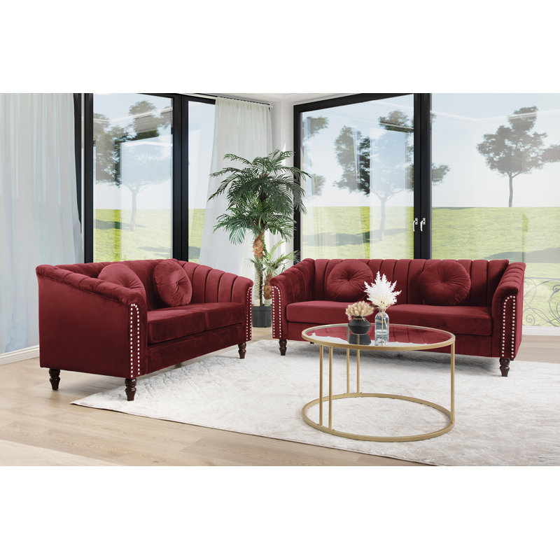 Danay 2 - Piece Living Room Set, Wine Red