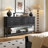 Black Solid Wood Rectangular Console Table-720829620