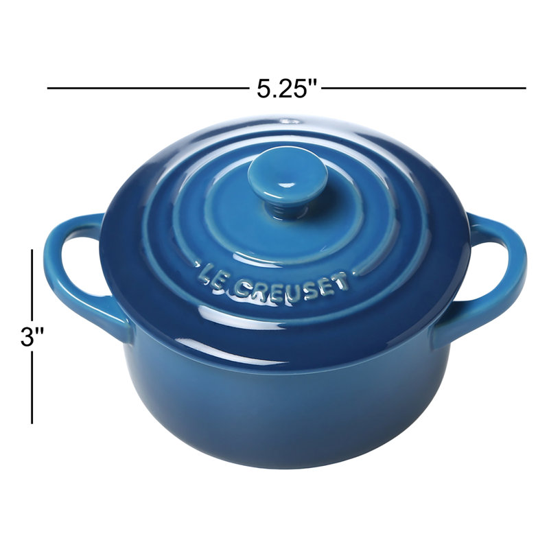 Le Creuset Stoneware Set of 4 - 8 oz. Mini Round with Lids and Cookbook, Marseille