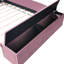 Lit de jour double en velours rose et blanc avec escalier, rangement avec vérin à gaz et confort - Maximiser les garde-corps
