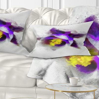 Coussin décoratif à fleurs bleues et stigmatisation jaune